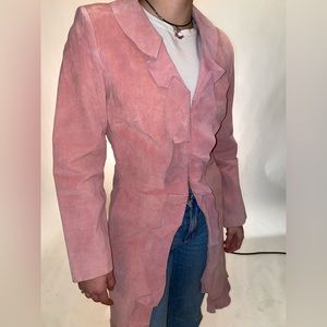 Pink Suede Coat with ruffles size 2